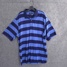 Jack Nicklaus Polo Shirt Men XL Blue Navy Short Sleeve Golf Striped Cotton Sport