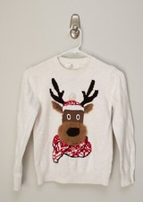 H M Kids Ivory Christmas Winter Reindeer Sweater Size 8 / 10
