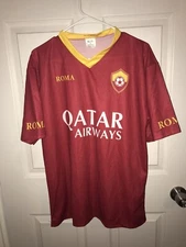 Roma Home Soccer Jersey Mens Sz Large Qatar Airways #27 Pastore