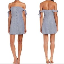 ASTR Women’s M Medium Araceli Light Sky Blue Off the Shoulder Mini Short Dress