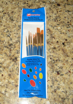 Heartybay 10pc Painter Friend Professional Artist Brush. Watercolors, Oils, Acry