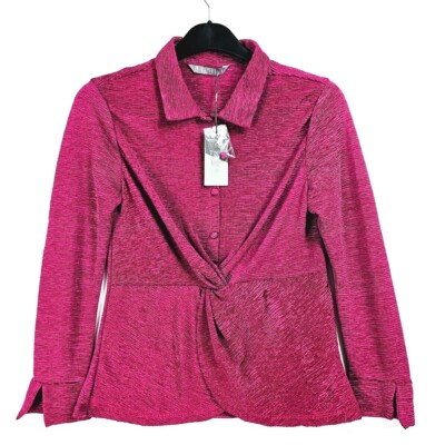 Katies Blouse Long Sleeve Twist Button Front Pink Size Small NEW