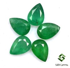 3.12 Cts Certified Natural Emerald Pear Cut 7x5 mm Lot 05 Pcs Loose Gemstones