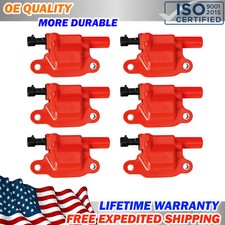 For GMC Chevy Cadillac 14-21 Camaro CTS Sierra UF743 5.3L V8 Red Ignition Coil