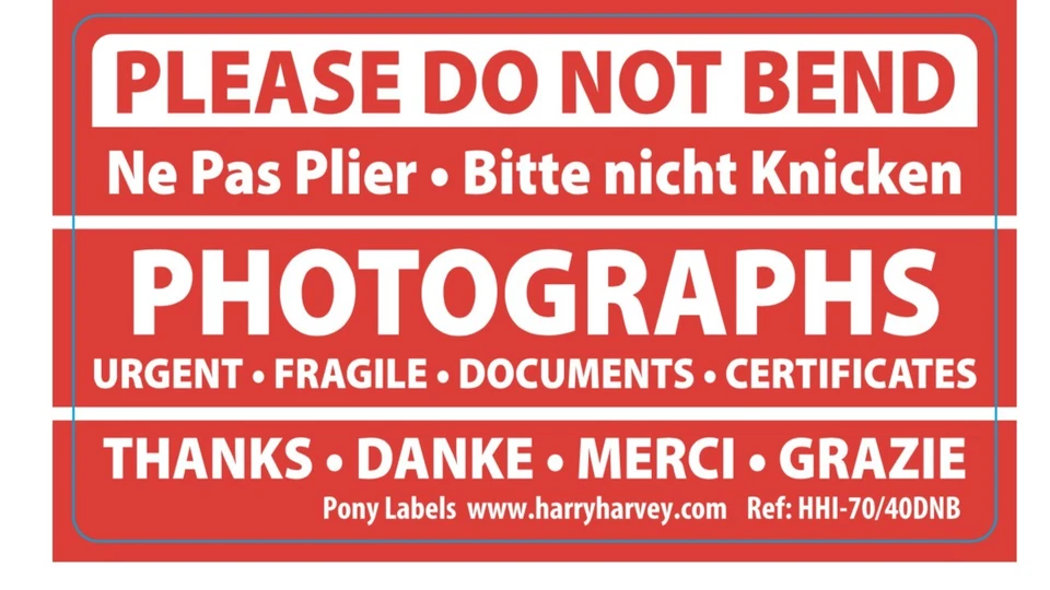 HARRY HARVEY 500 Please Do Not Bend Labels Stickers Documents Certificates Photos Envelopes