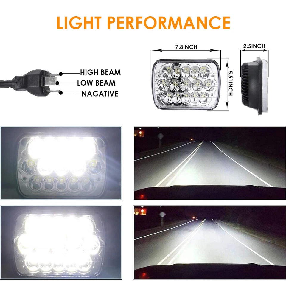 Par de faros LED 7x6" 5x7 para camioneta de carga Chevy Express 1500 2500 3500 Foto 2 de 4