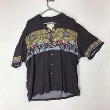 Paradise Found Men’s XL Motorcycle Hawaiian Shirt Made In Hawaii Biker