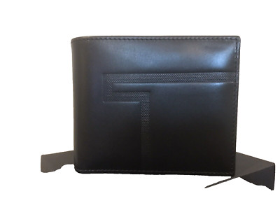 TUMI Men's PROFILE WALLET Removable ID Card Case Black Italian Leather Red NOS
