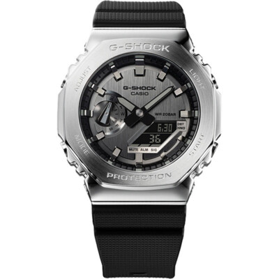 G-SHOCK GM-2100-1AJFシルバー/ブラック 時計 Casio G-Shock GM-2100-1AJF Metal Silver Case Analog Digital Chrono