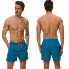 Shorts Men Breathable Sport Swimming Pants Solid Color Elastic Waist Beachwear