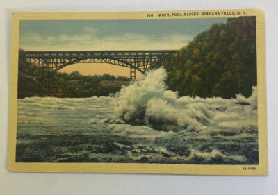 Vintage Postcard ~  Whirlpool Rapids & Bridge View ~ Niagara Falls New York NY