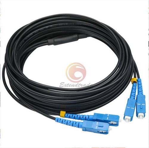 100M Schwarz Armored Glasfaser Kabel Sc-Sc UPC Sm 9/125 Duplex Faseroptik Patch - Afbeelding 2 van 5