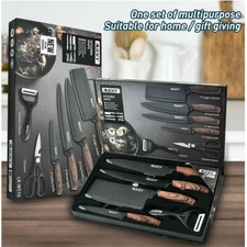 6 Piezas Juego Set De Cuchillos Para Cocina Profesional Acero Inoxidable Chef US