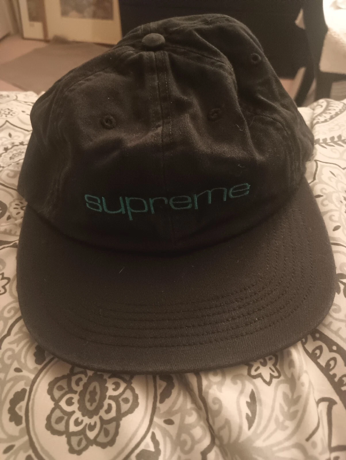 Casquette chapeau Supreme 6 panneaux Made in USA noir sarcelle réglable sympa