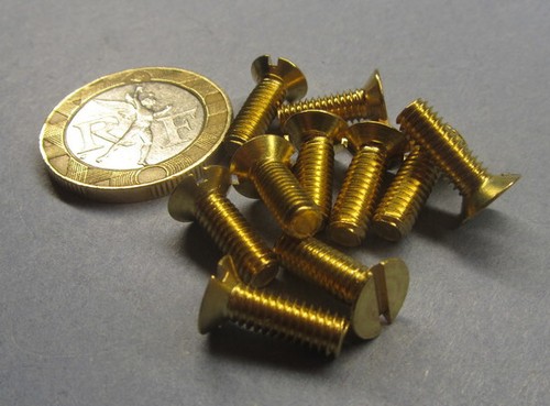 Brass Flat Head Machine Screw Slotted M4 x 0.7 x 12 mm Length, 50 pcs - Picture 7 of 12