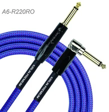 20ft 1/4" TS R/A Premium Plus Instrument Cable, Royal Blue Tweed Woven Jacket