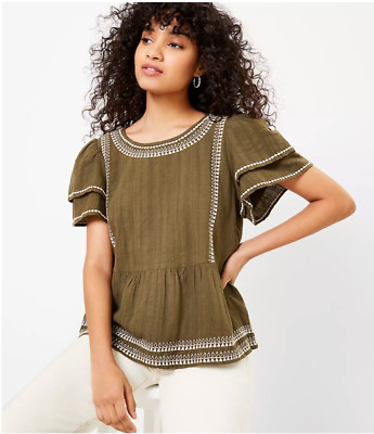 LOFT Flutter Sleeve Peplum Tee