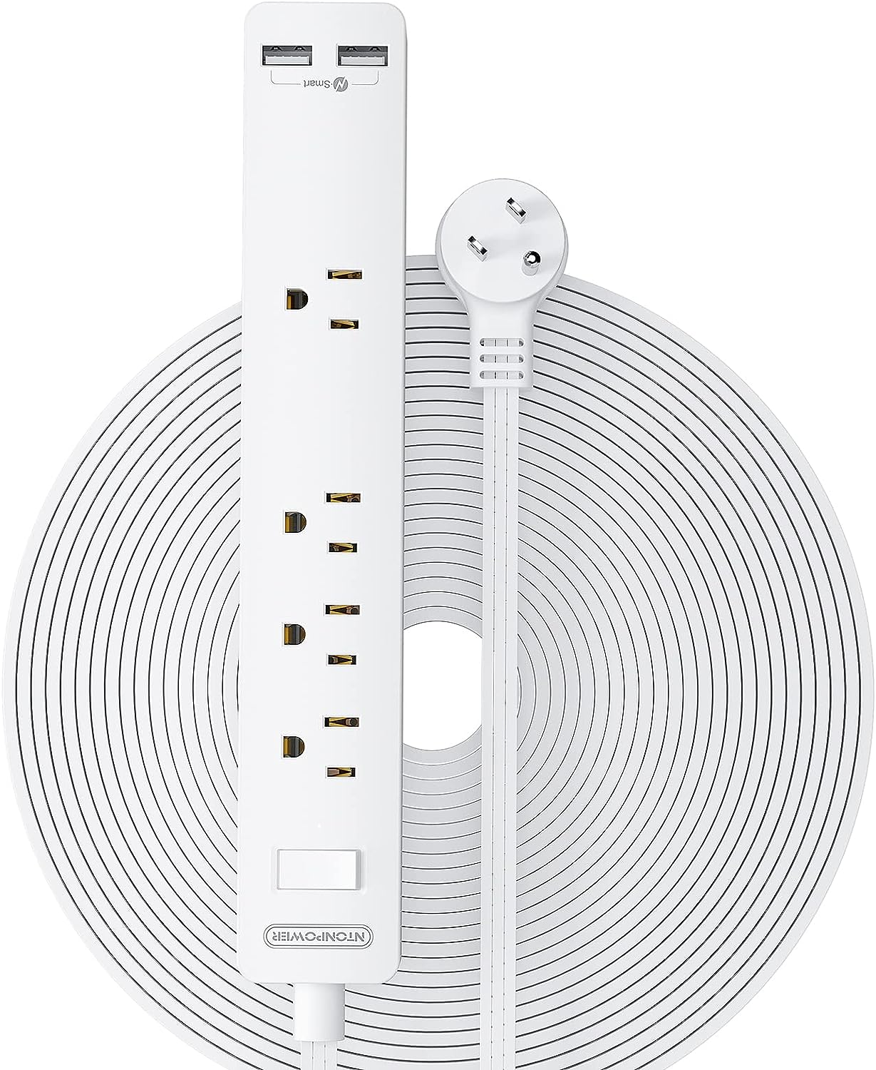 Long Extension Cord 25 Ft, Flat Extension Cord under Carpet, Rug, Door, Power St-image