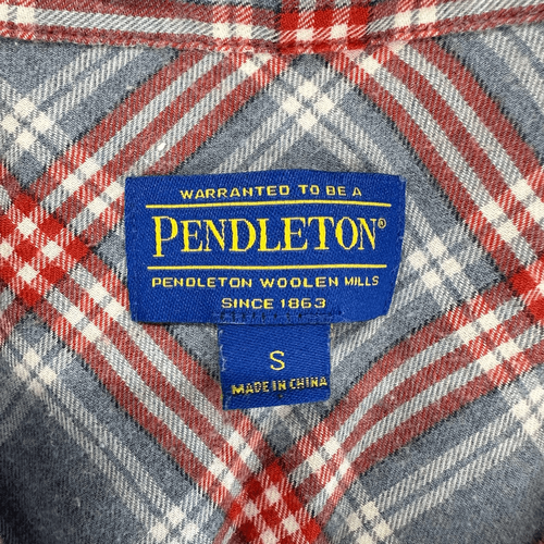 PENDLETON Camicia Donna Piccola Blu Rosso Finestra Plaid Flanella LS Bottoni - Foto 3 di 7