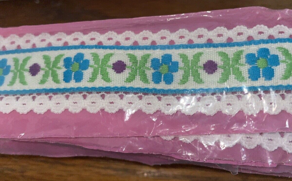 Wright Ribbon Wright’s Floral Jacquard Woven Embroidered Sewing Ribbon Trim 6 Yards ...