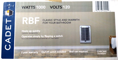 Electric Wall Heater Cadet 1000 Watt Heater u0026amp; Grill Assembly 79241 -  RBF RBF101 | eBay