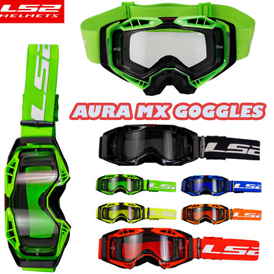 LS2 AURA MOTOCROSSBRILLE OFFROAD QUAD DIRT ATV MX BIKE, GRÜN MIT KLAREN GLÄSERN