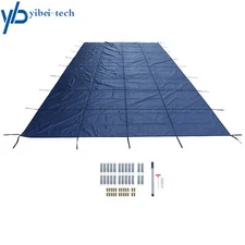 Rectangle Inground Pool Safety Cover 16' x 32' Blue Mesh Abrasion Resistant