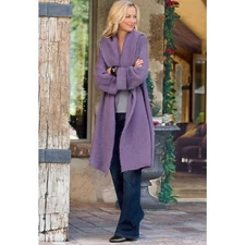 Soft Surroundings Telluride Topper Purple Wool Mohair Blend Long Cardigan S Cozy