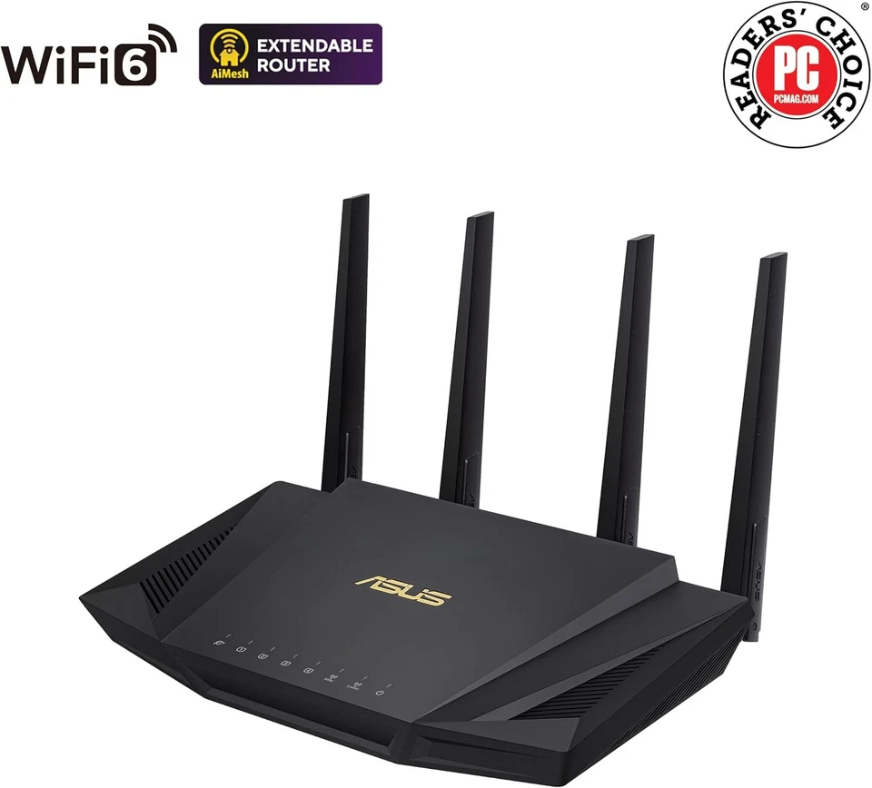 ASUS RT-AX58U V2 WIFI 6 AX3000 Dual-Band Extendable Mesh WiFi Router, with...  - Image 2 of 4
