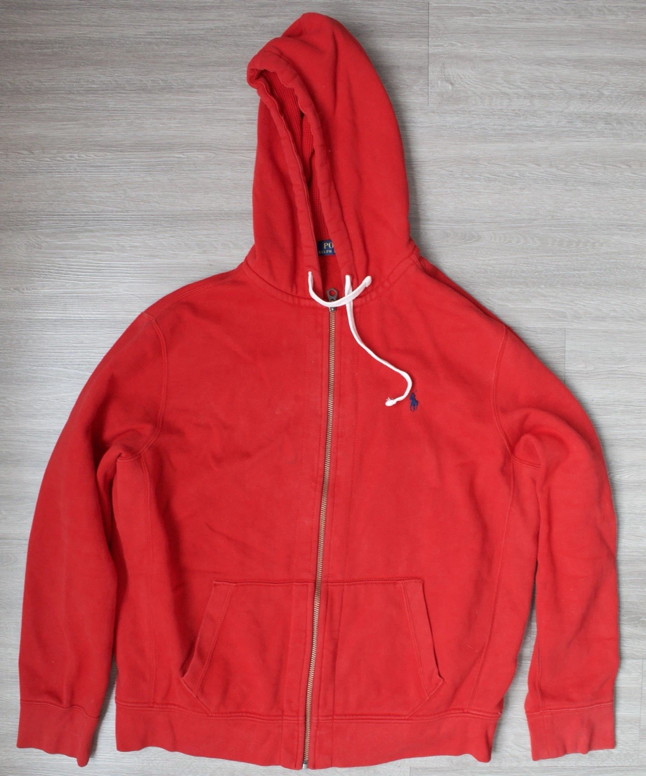 Polo Ralph Lauren Zip Up Hoodie Red Sz XL Full Zip Thermal Lined Hood