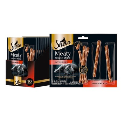 Sheba Meaty Tender Sticks Chicken Cat Treats, 5 Count (Pack of 10), 