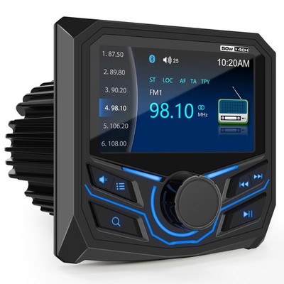 Marine Grade Bluetooth Radio Receiver - Boat Gauge Stereo Multimedia Player -...
