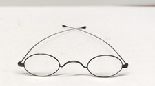 Antique Late 19th Century Wire Rim Eyeglasses Oval Lenses Steam Punk With Case