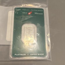 Argor-Heraeus 5g Platinum Bar 0.9995 Fine Swiss Made in Assay Card 2482.06 per troy oz