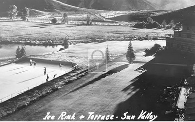 Birds Eye View Ice Rink & Terrace Sun Valley Lodge Idaho ID - Reprint
