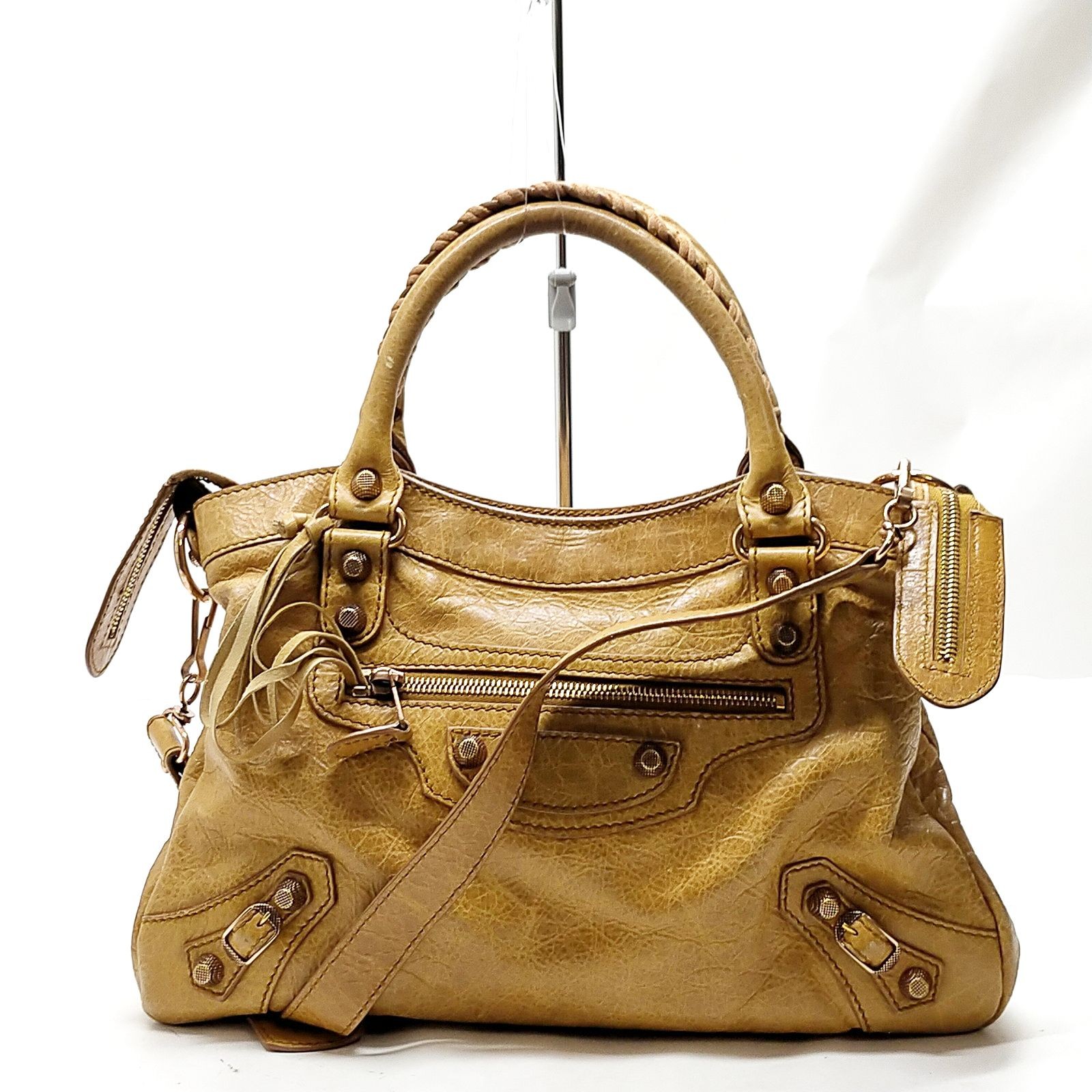 NO TARIFFA Borsa a mano Balenciaga città gigante pelle marrone 4488166