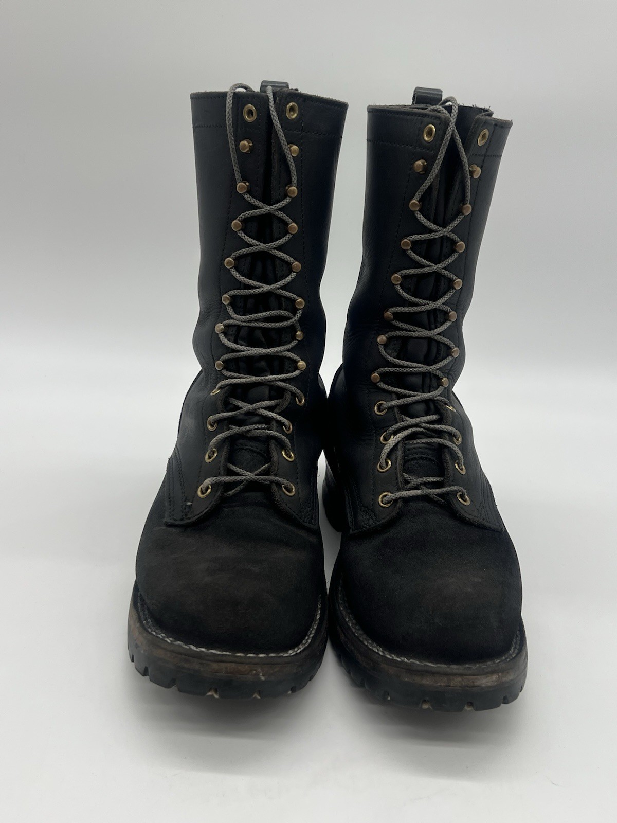 SAOLA Stivali Nicks 10" Hotshots Uomo 10EE Nero Liscio Sopra Tutto Rosso X Suola Agricoltori