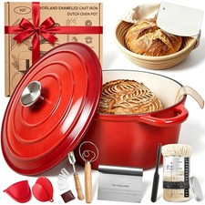 Enameled Cast Iron Dutch Oven Pot with Lid 5.5QT, Gradient Red