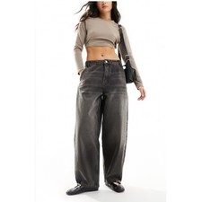 Bershka Black Wide Leg Baggy Skater Jeans Bar...