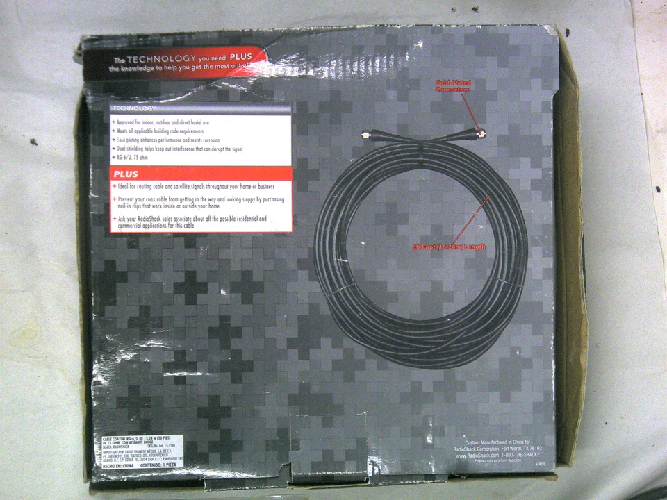 RadioShack 50-Ft.Dual Shielded Indoor/Out Door RG-6/U 75-Ohm Coax Cable 15-1548 - Image 2 of 2