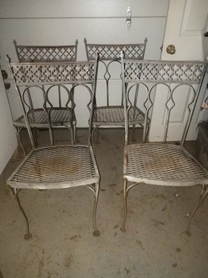 Vintage Salterini Taj Mahal  Wrought Iron Dining Chair, Set 4