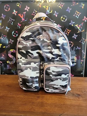 Guess Utility Vibe Large Backpack Black Womens Shoulder Bag Camo