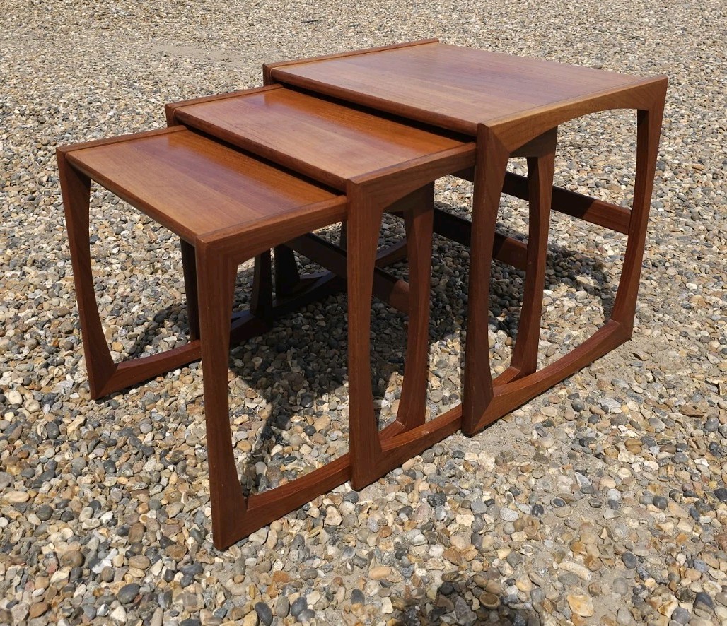 G Plan Vintage Mid Century Quadrille Nest of 3 Tables Teak Fair Condition — image 4