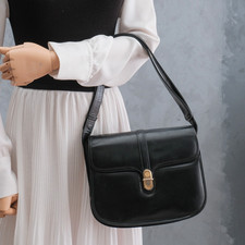 Vintage Gucci Hand Shoulder Bag Crossbody 2way Leather Black