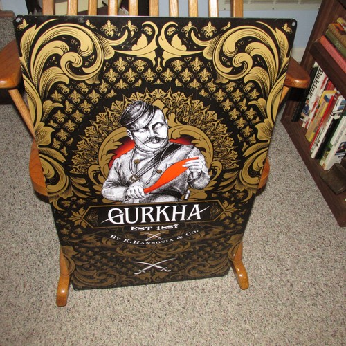 Gurkha Cigar SIGN K. Hanasotia & Co. large 32" tin RARE