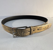 Prada Women’s Skinny Print Dress Belt Beige Silver Tone Buckle Size L