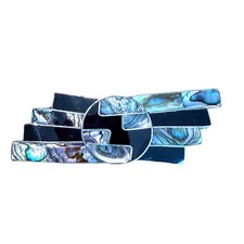 Abalone Shell Black Inlay Hair Barrette Clip Wing Design Silver Tone Backing