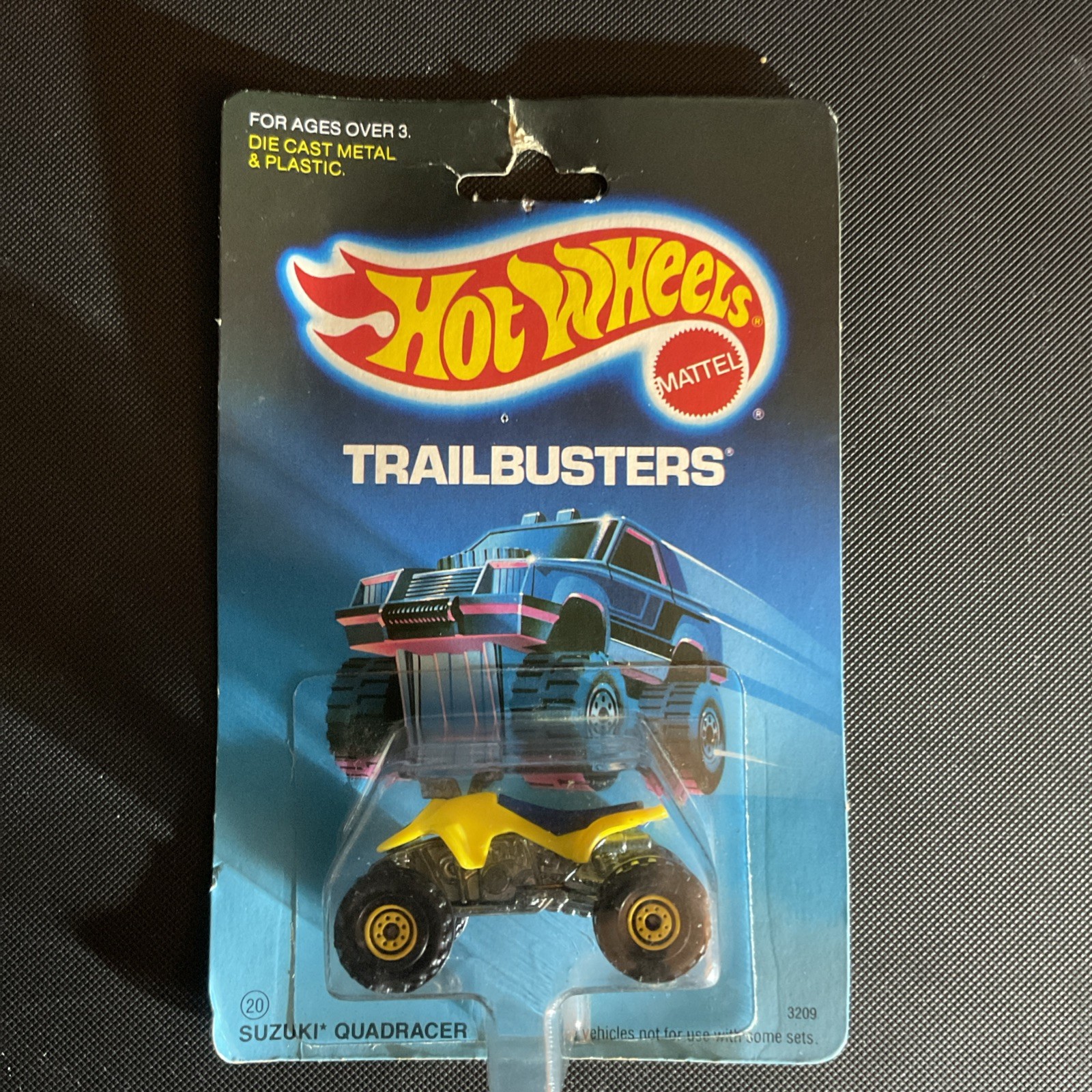1989 Hot Wheels Diecast 3209 Suzuki Quadracer Yellow Black Quad Bike