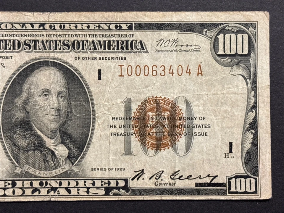 1929 $100 Minneapolis Minnesota Federal Reserve Bank Note Rare Currency Bill - Image 3 of 4