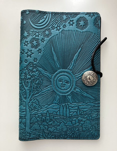 Oberon Design Leather Notebook Cover, Blue, Roof of Heaven, 6x9 -Excellent